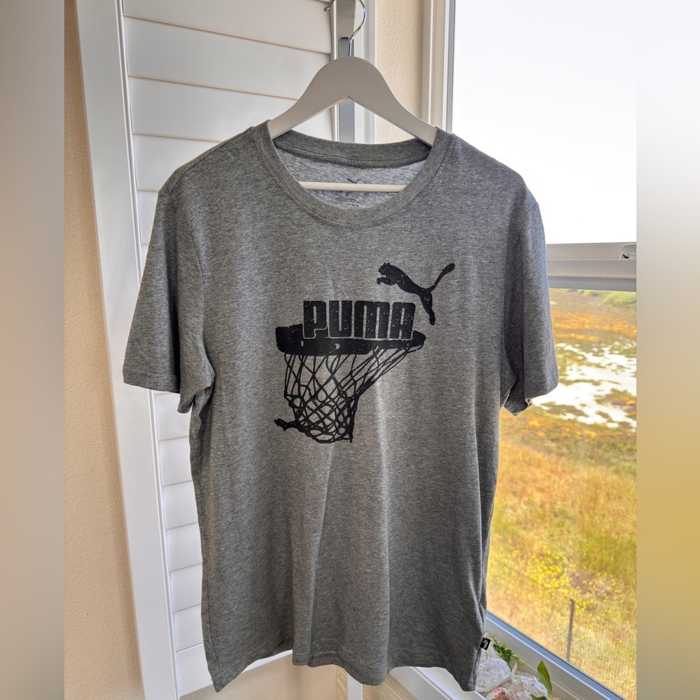 Puma Charcoal Basketball Graphic Tee. Size M